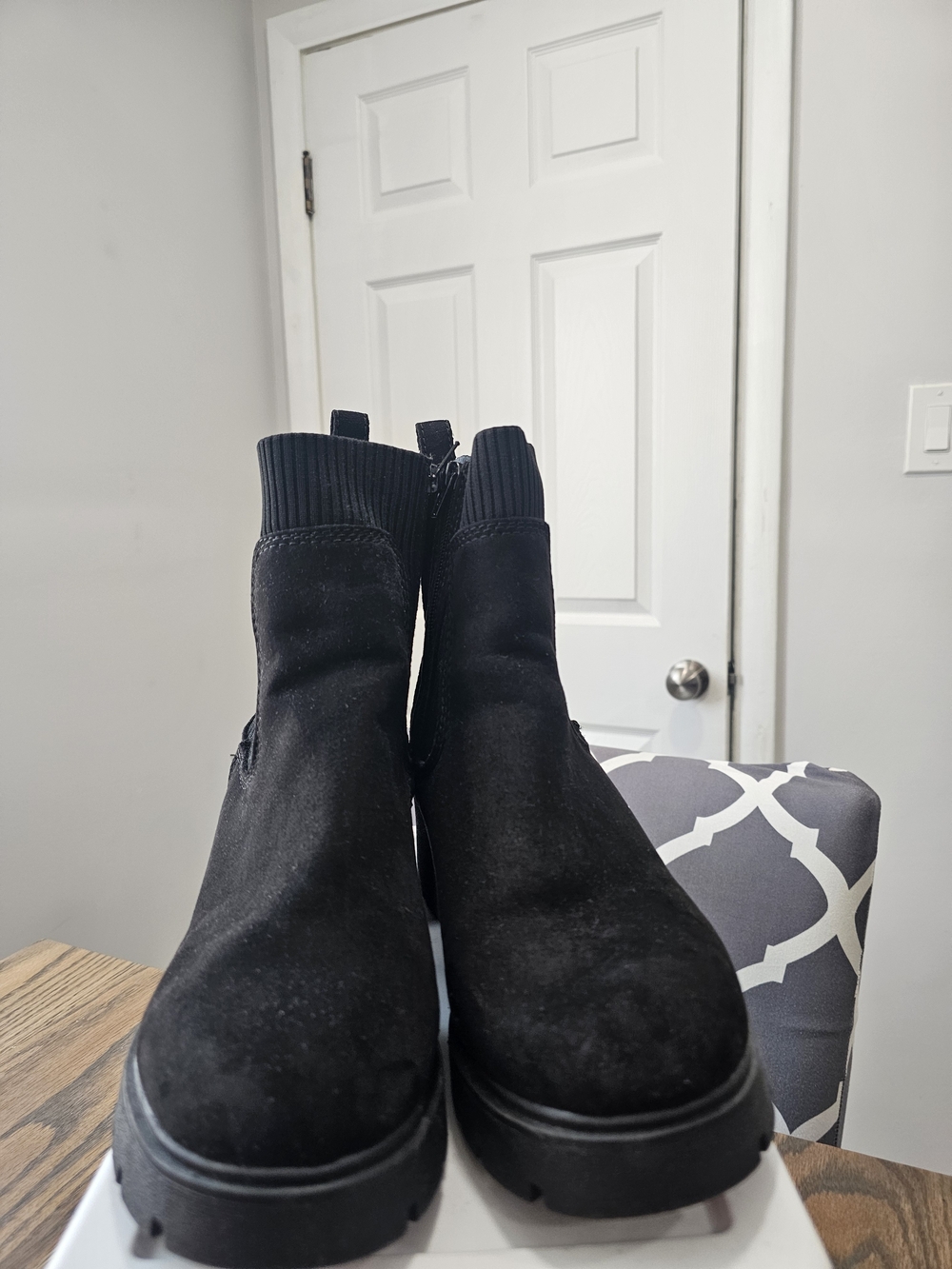 No Boundaries Black Suede Chelsea Platform Boots